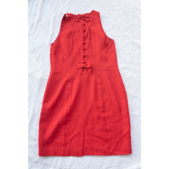 Adorable Vintage 1980s Sheath Mini Dress Linen Donna Rico Petite Blend Retro Mod - Picture 3 of 7